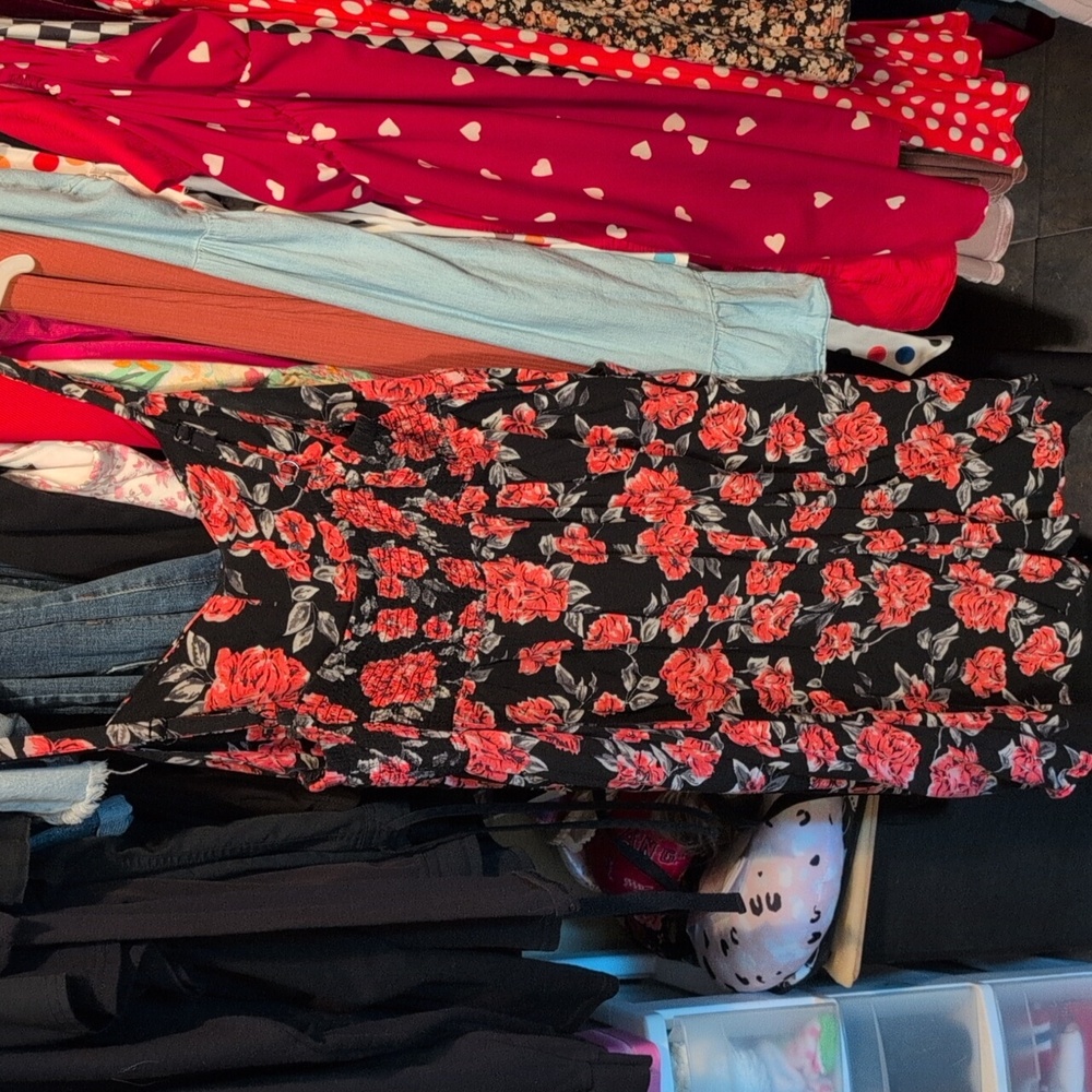 Torrid size 1 Floral Black and Red Dress - Picture 3 of 4